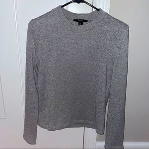 Cropped Grey Mock-Neck Sweater